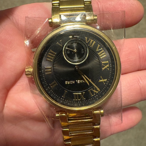 Michael Kors Black and Gold Roman Numeral Watch - Picture 1 of 8